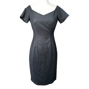 Zara Basics Classic Bardot Pin Up Girl Black Dress Off The Shoulder Sheath SZ M